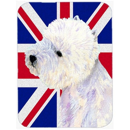 Carolines Treasures LH9467LCB Westie With English Union Jack British Flag Glass Cutting Board - Large